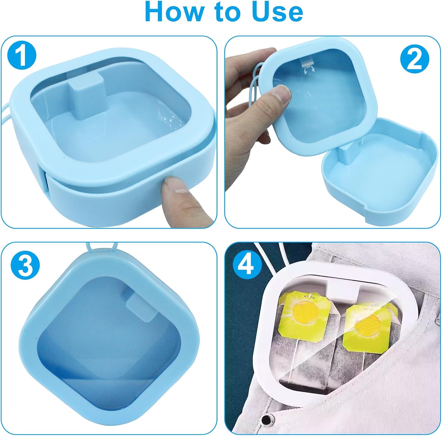 2 Piece Set Portable Blue and White Storage Boxes Stackable Travel Organizers for Small Hair Clips Jewelry Trimmer Accessories - Image 4