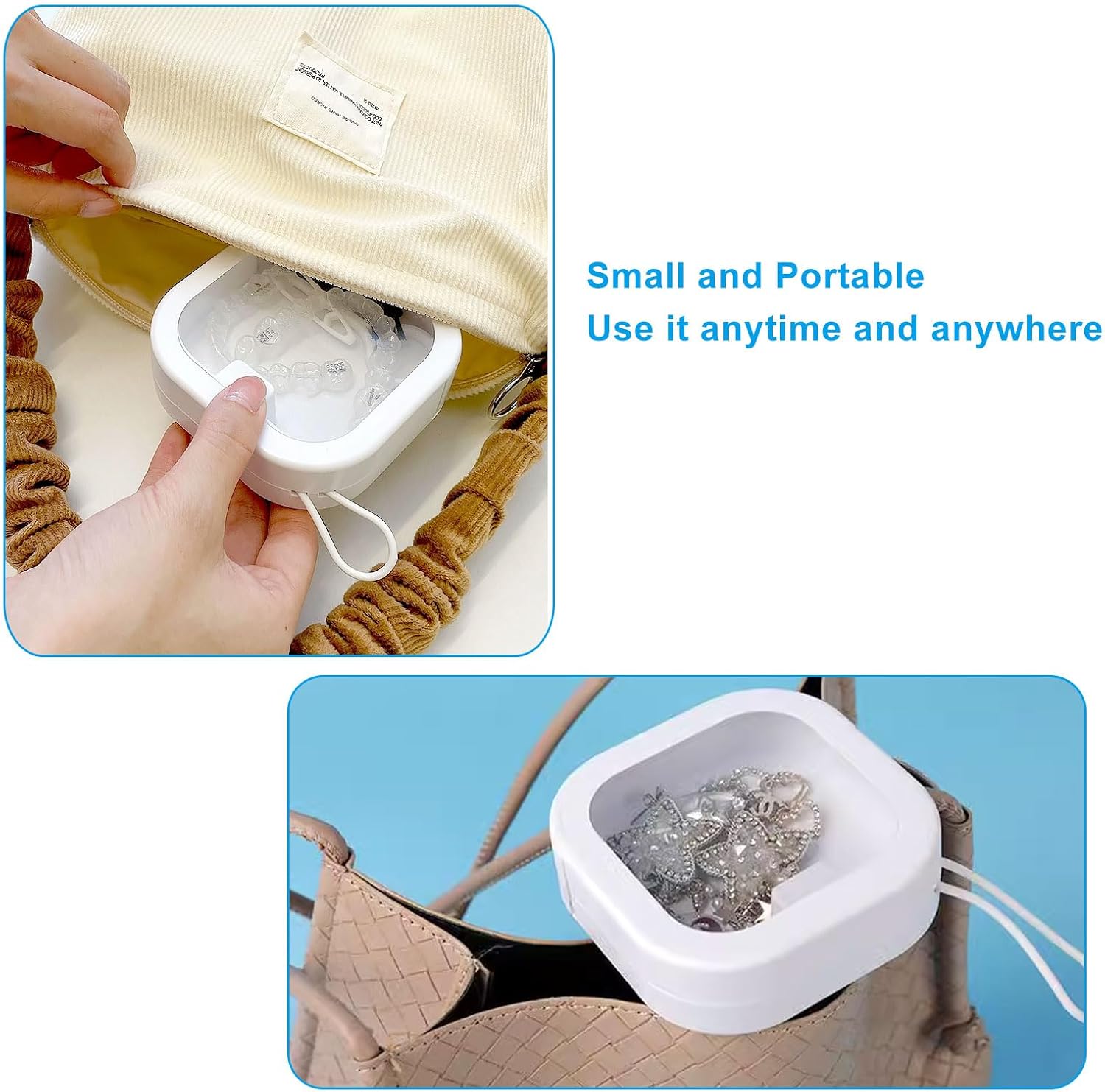 2 Piece Set Portable Blue and White Storage Boxes Stackable Travel Organizers for Small Hair Clips Jewelry Trimmer Accessories - Image 5
