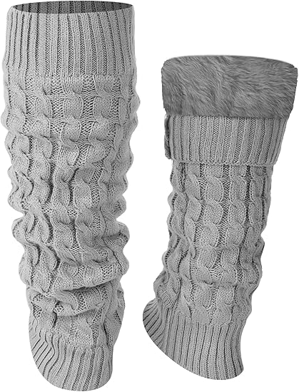 Women's Light Grey Leg Warmers 2 Pairs Warm Soft Comfortable Winter Accessory - Image 1