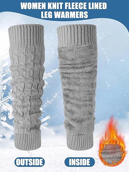 Women's Light Grey Leg Warmers 2 Pairs Warm Soft Comfortable Winter Accessory - Image 2