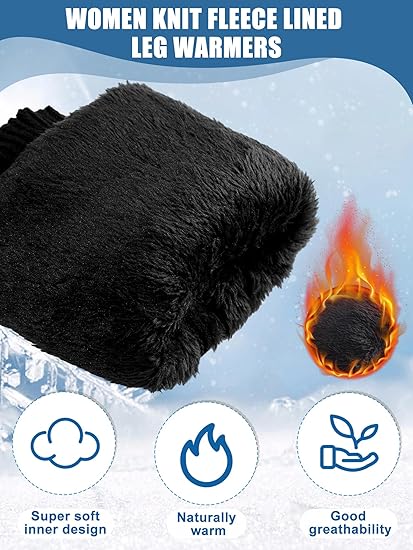 Women's Leg Warmers Warm Black 2 Pairs - Image 2