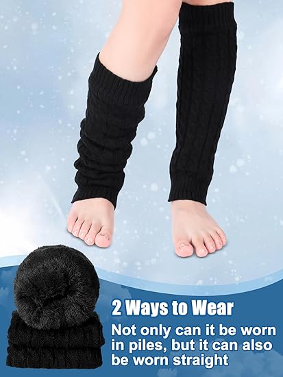 Women's Leg Warmers Warm Black 2 Pairs - Image 3