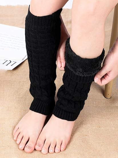 Women's Leg Warmers Warm Black 2 Pairs - Image 4