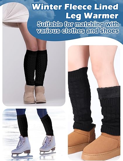 Women's Leg Warmers Warm Black 2 Pairs - Image 5
