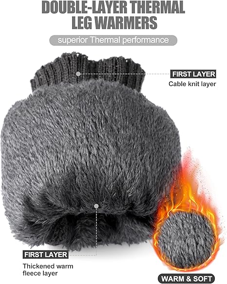 Women's Leg Warmers Warm Dark Grey 2 Pairs - Image 2