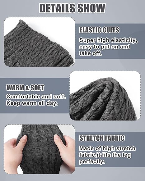 Women's Leg Warmers Warm Dark Grey 2 Pairs - Image 3