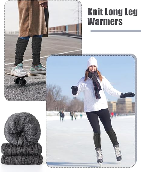 Women's Leg Warmers Warm Dark Grey 2 Pairs - Image 4