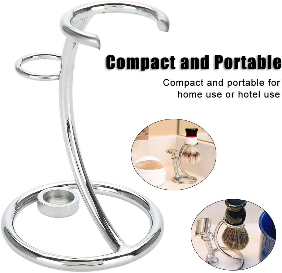 Men's Stainless Steel Silver Razor Holder - Shaving Brush Stand - Image 2