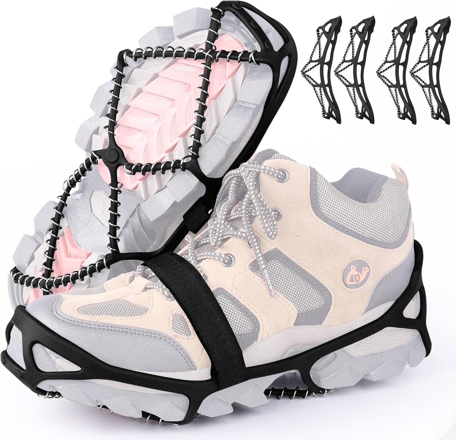 Anti-Slip Snow Shoes Covers Ice Grips Traction Cleats for Boots Shoes Size 38-43 2 Pairs - Image 1
