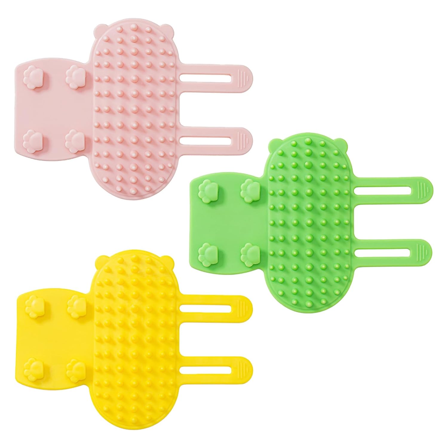 3 Pack Adjustable Silicone Massage Cat Grooming Brush Self-Cleaning Corner Wall Mounted Cat Scratching Comb for Table Legs - Image 1