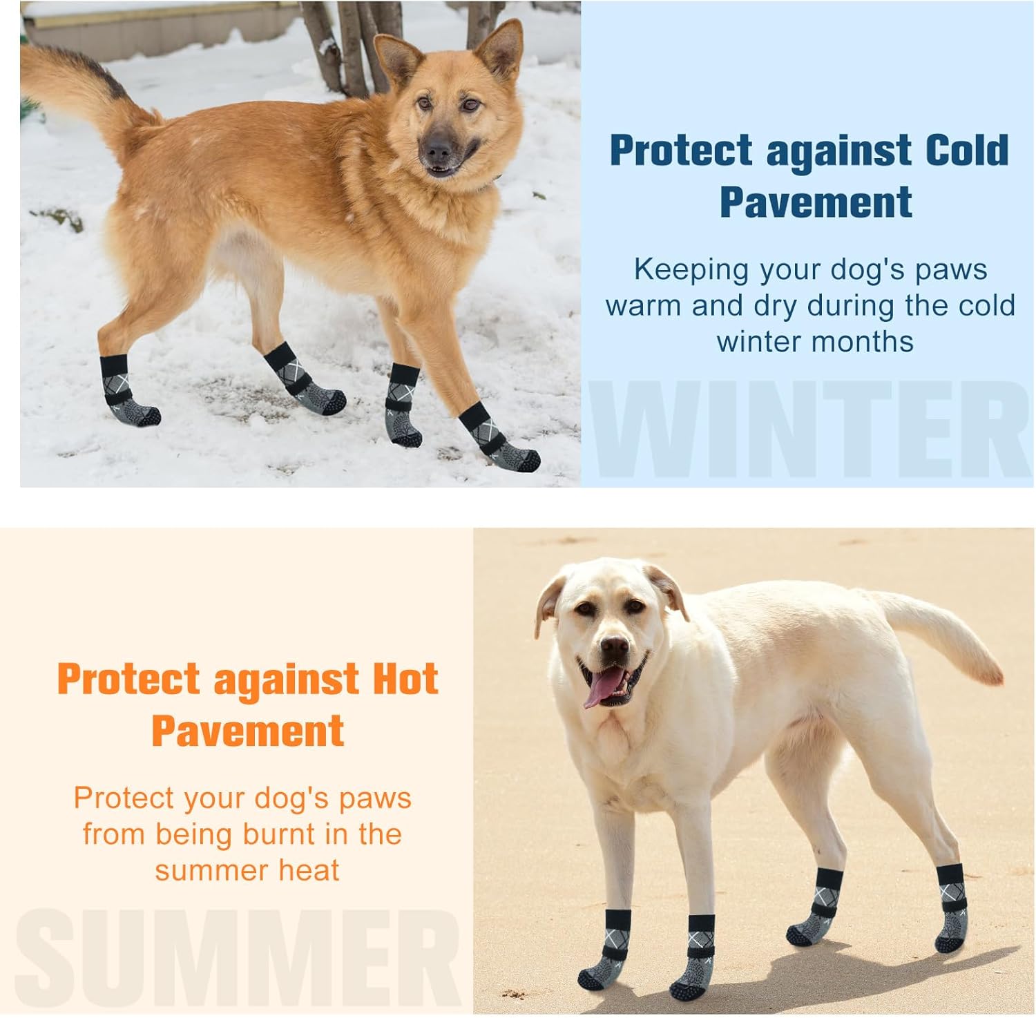Non-Slip Dog Boots 4 Pack Size M Grey Elastic Paw Protectors for Muddy Paws - Image 5