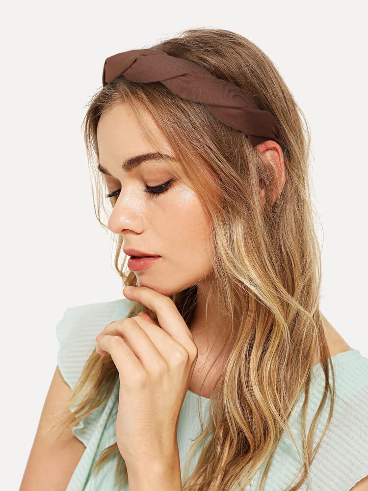 Women's Retro Wide Hairbands Set of 4 - Black White Brown Coffee - Adult Hair Accessories - Image 4