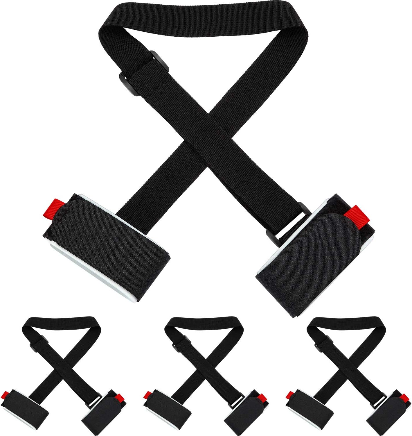 Adjustable Ski Carrier Bag for Skis and Poles - Black (4 Pack) - Image 1