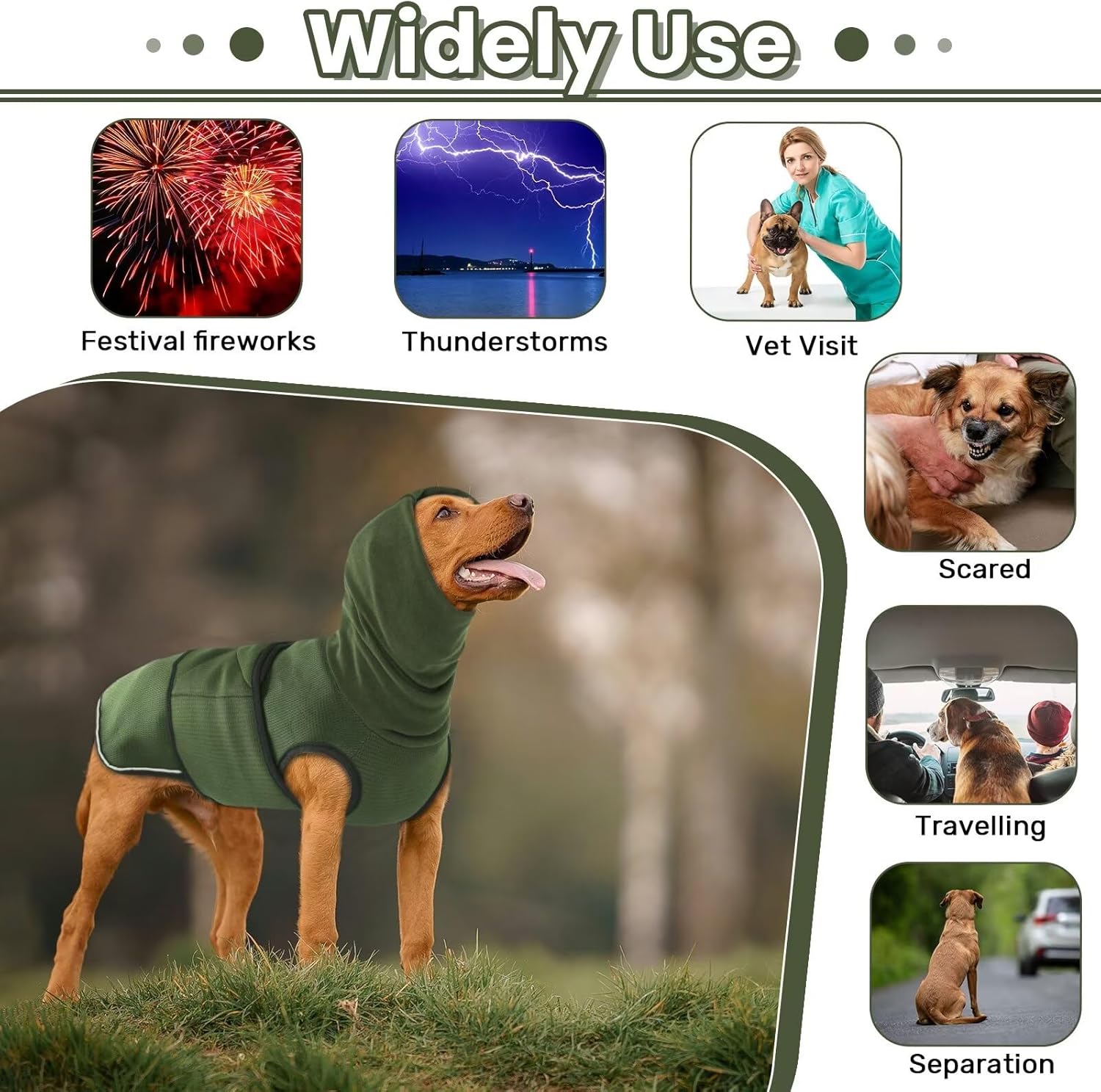 Dog Winter Jacket - Soft Pet Clothing - Bodywarmer - Warm - Adjustable - Size L - Military Green - 1 Piece - Image 3