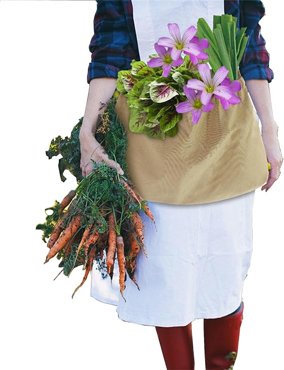 Adjustable Garden Apron with Pockets - Reusable Harvest Pouch for Fruit Picking - Portable Khaki Garden Tool Bag - Image 4