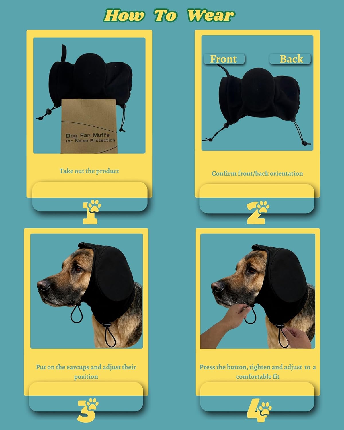 Dog Ear Muffs Soundproofing Hearing Protection Warm S Black 1 Piece - Image 6