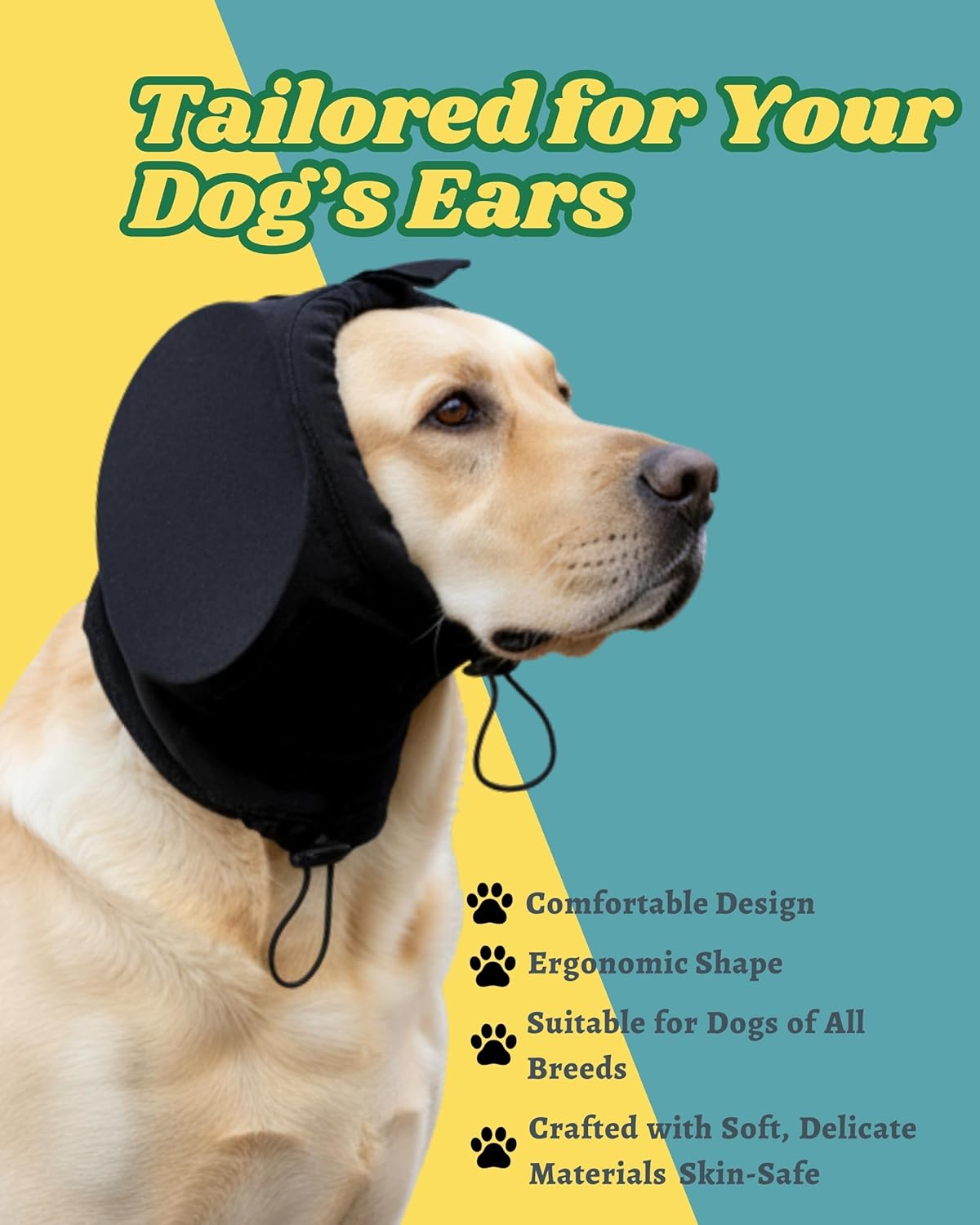 Dog Ear Muffs Soundproof Noise Reduction Ear Protection Warm for Medium Dogs Black 1 Piece - Image 3