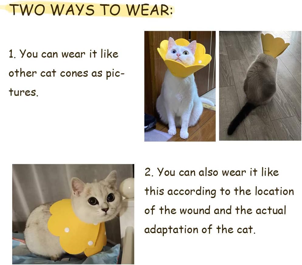 2 Pack Adjustable Soft Comfortable Cat Collars Dog Collar Pet Neck Protection Gear Yellow and Orange Small Size - Image 2