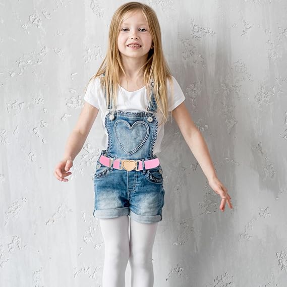 2 Pack Kids Elastic Belts with 1-Click Heart Buckle - Super Soft Adjustable Waistband for Toddlers & Girls - Easy to Use Self Fastening Design - Image 3