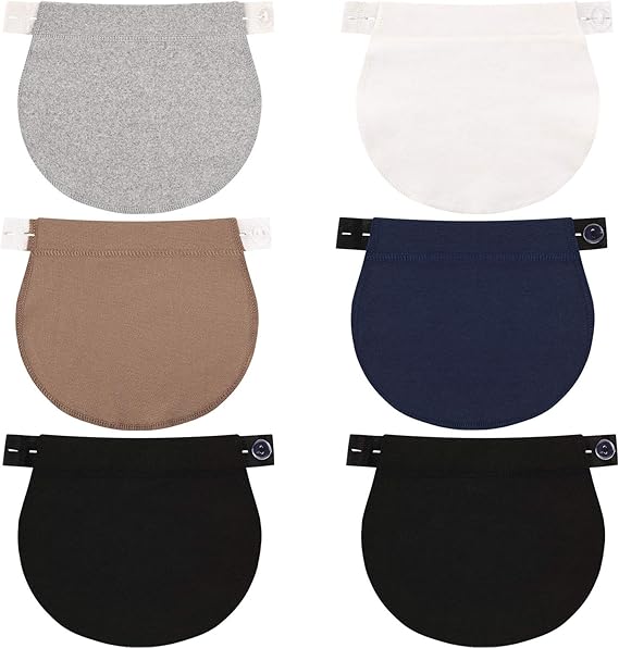 Adjustable Elastic Belly Bands 6 Pack - Maternity Support Belts for Pregnant Women - Black Grey White Dark Blue Khaki - Image 1