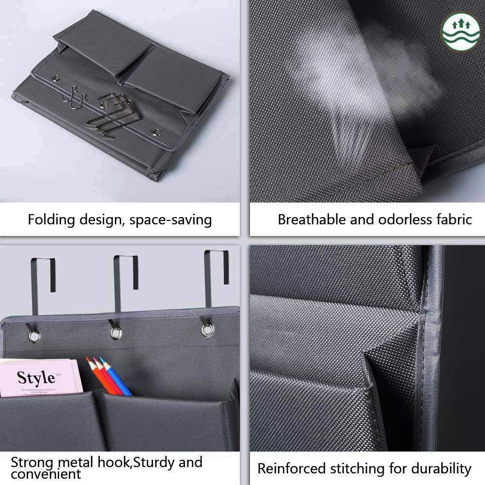 Over Door Organizer 5 Pocket Hanging Storage Bag Grey Wall Mounted Space Saving Organiser - Image 5