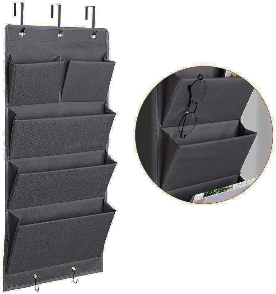 Over Door Organizer 5 Pocket Hanging Storage Bag Grey Wall Mounted Space Saving Organiser - Image 7