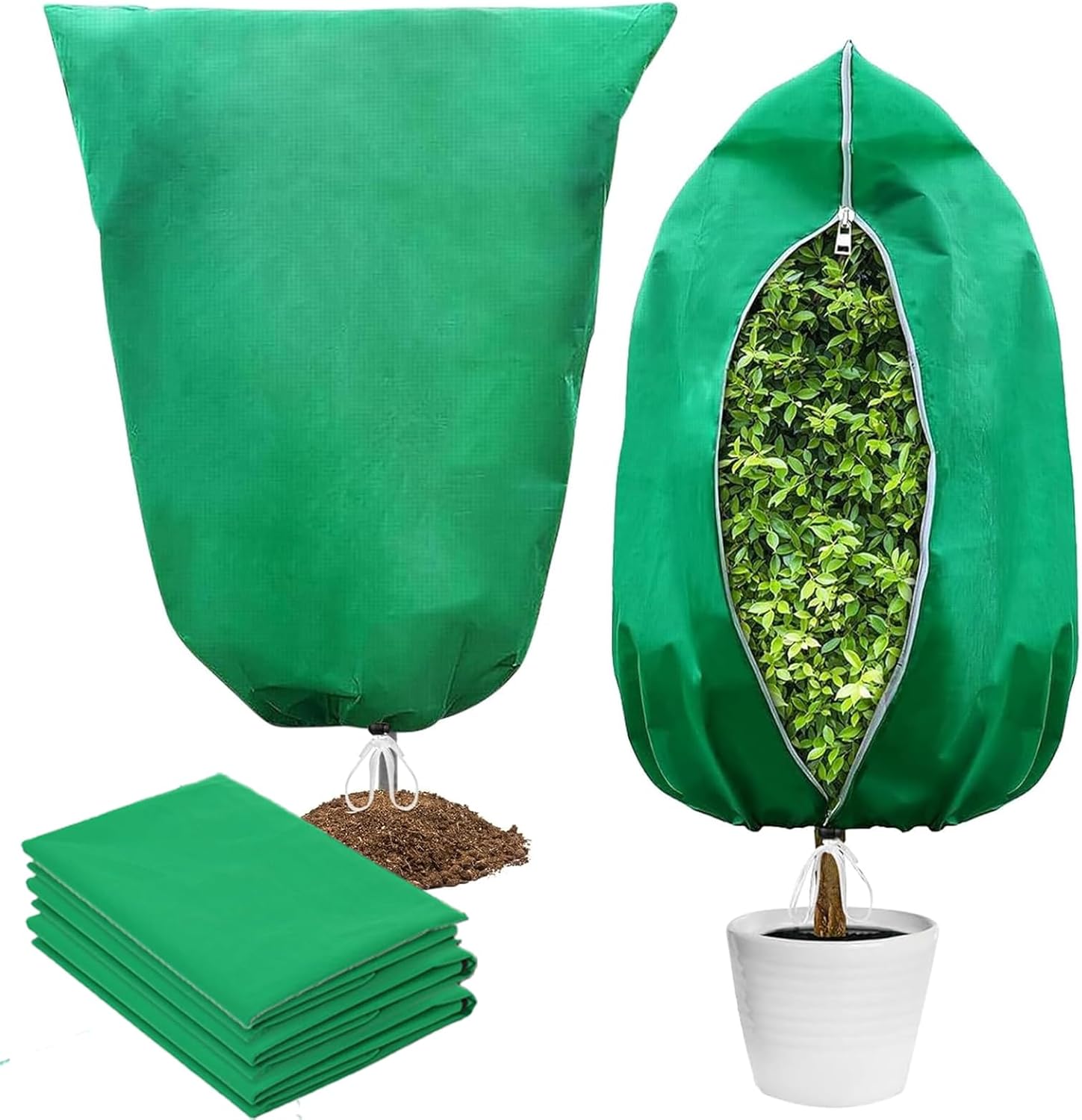 Winter Plant Frost Protection Covers 120x180cm Green 2 Pack Durable Garden Tree Shrub Cold Weather Shield - Image 1
