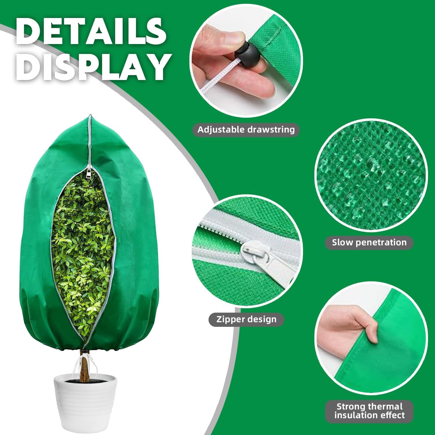 Winter Plant Frost Protection Covers 120x180cm Green 2 Pack Durable Garden Tree Shrub Cold Weather Shield - Image 3