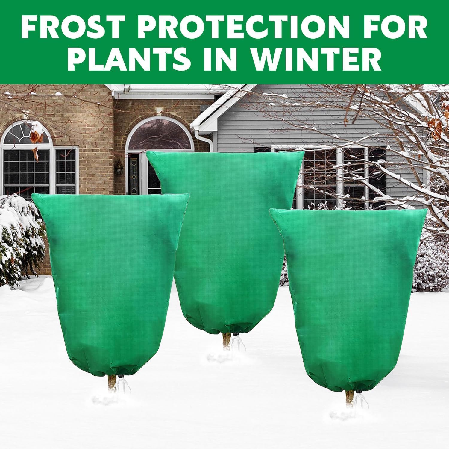 Winter Plant Frost Protection Covers 120x180cm Green 2 Pack Durable Garden Tree Shrub Cold Weather Shield - Image 5