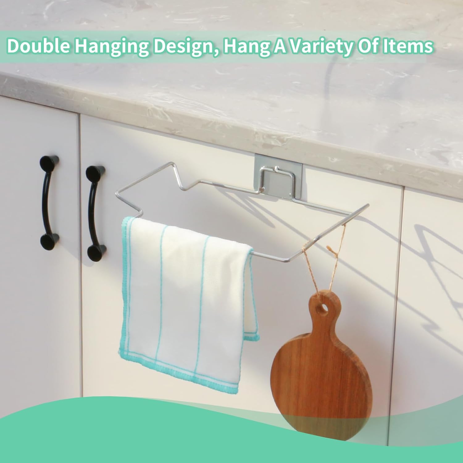 Hanging Trash Bag Holder - Multi-functional Bin Organizer - 23.5x14.5x2.5cm - Silver - 2 Pack - Image 3