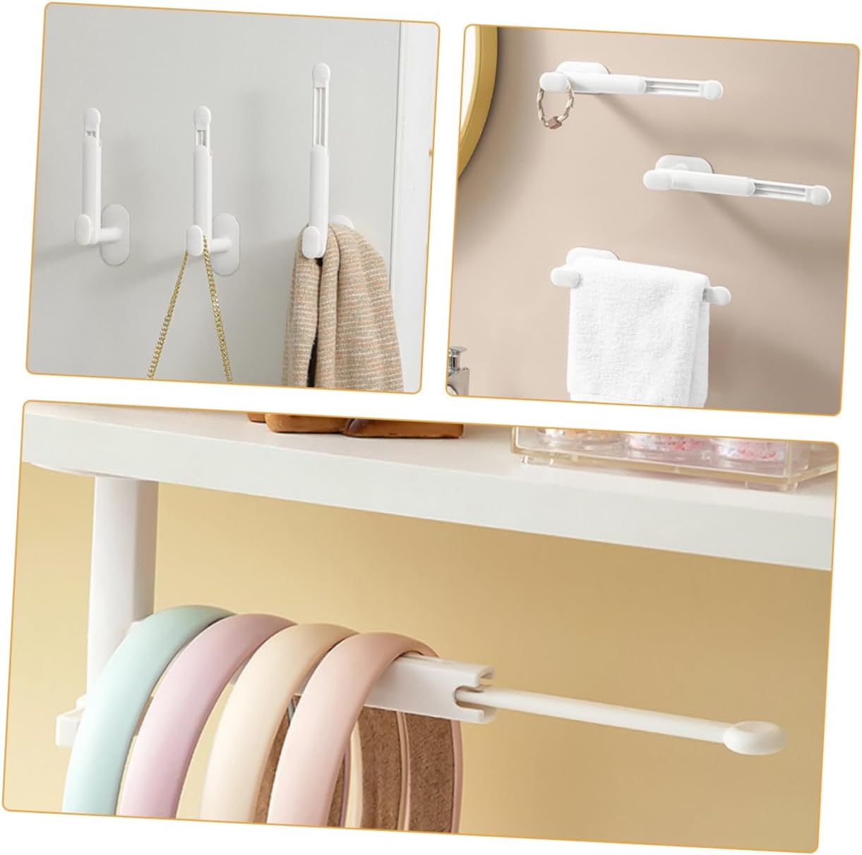 2 Pack Adjustable Hair Accessory Organizer with Hair Tie Holder White - Image 6
