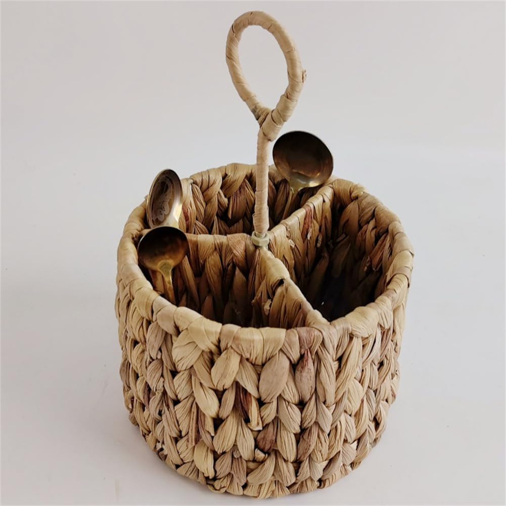 Rotan Standing Cutlery Organizer Kitchen Utensil Holder 17x17x13cm - Image 1