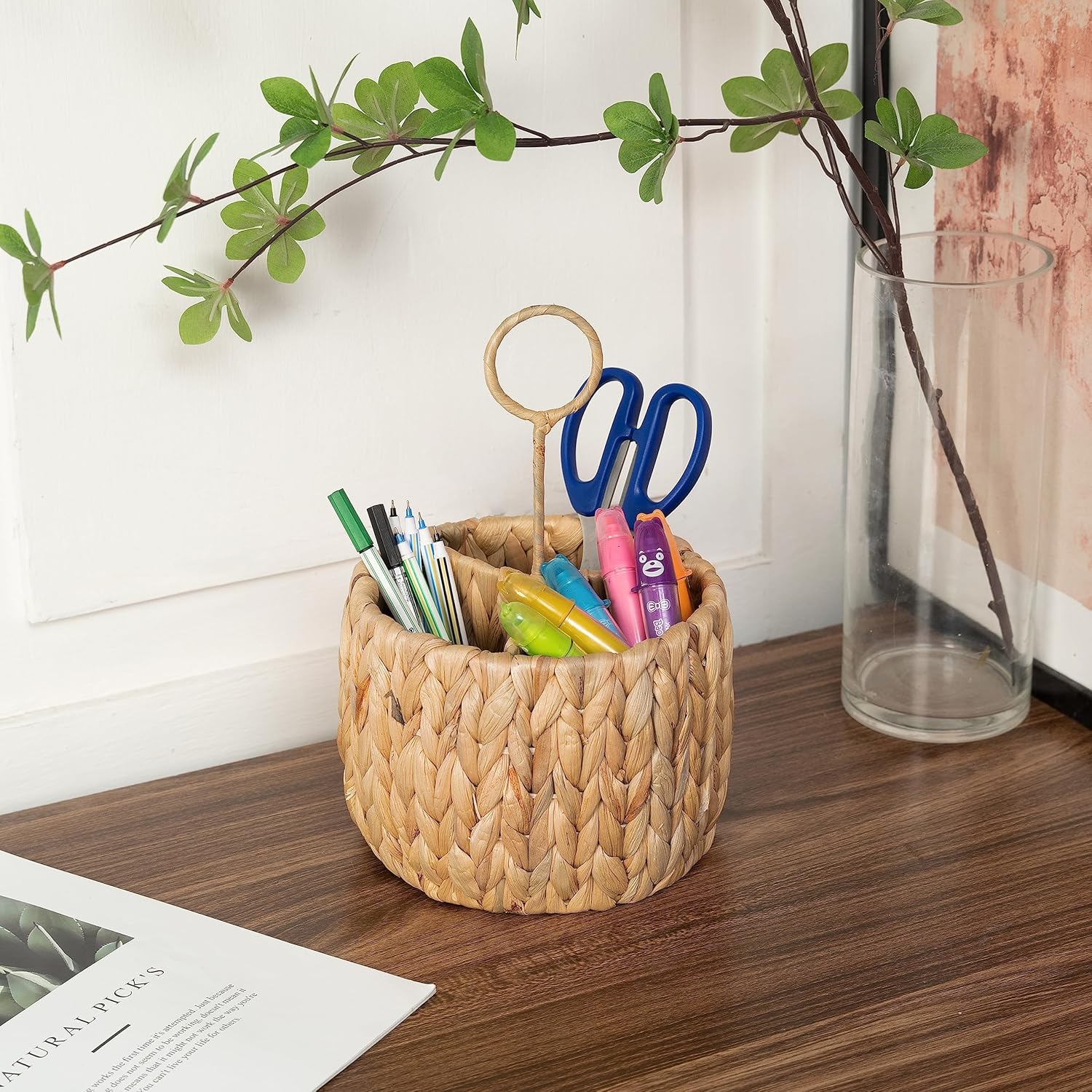 Rotan Standing Cutlery Organizer Kitchen Utensil Holder 17x17x13cm - Image 4