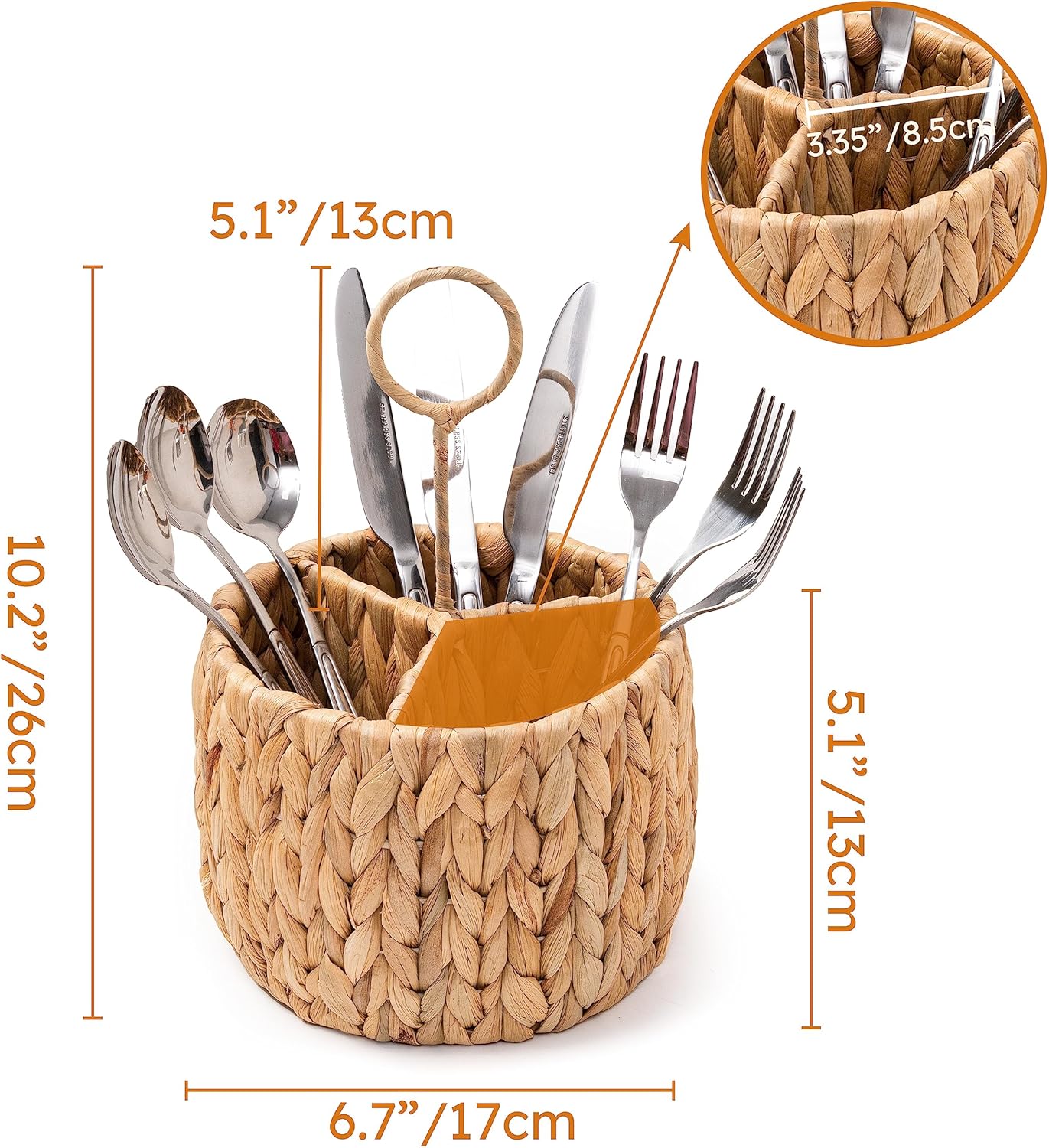 Rotan Standing Cutlery Organizer Kitchen Utensil Holder 17x17x13cm - Image 6