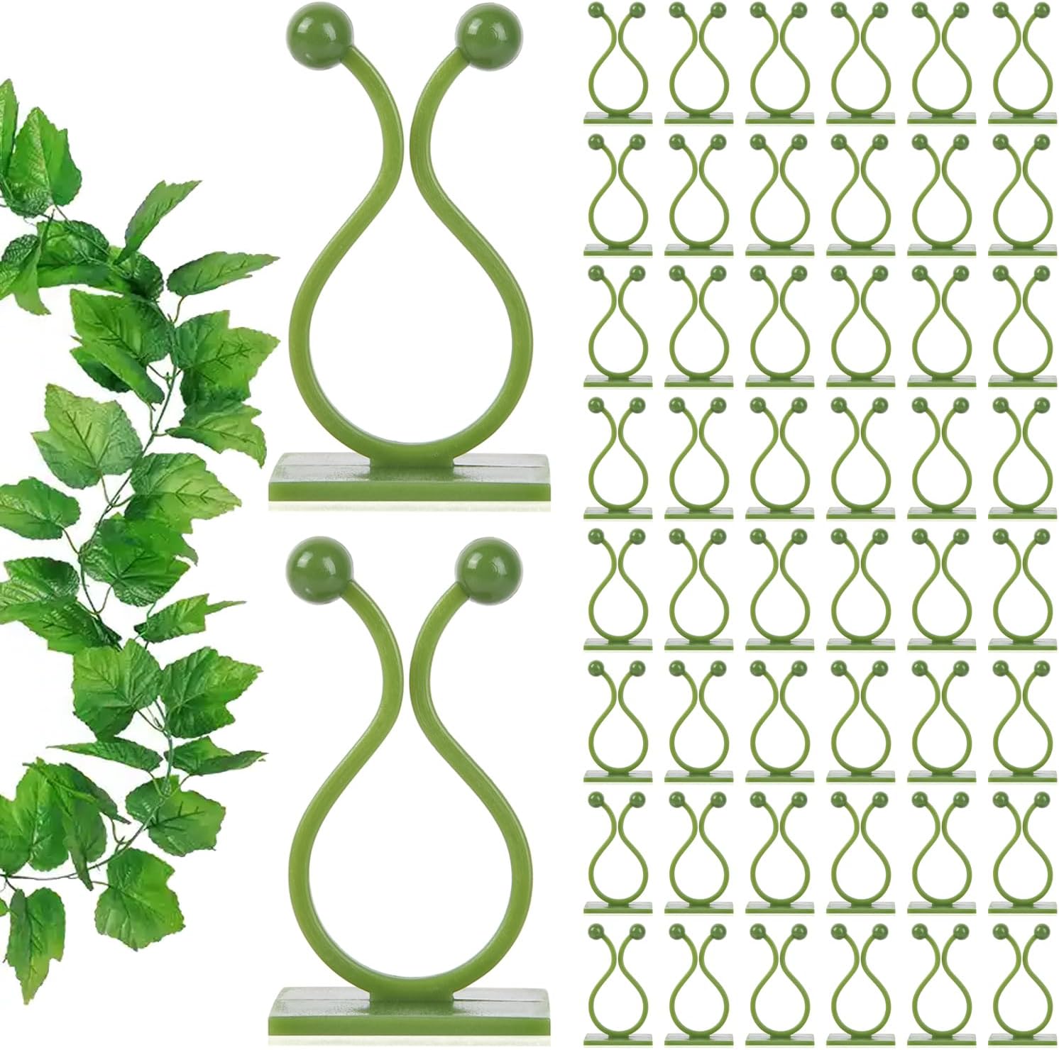 Green Plant Stem Supports for Indoor Use - Tall Plant Stakes for Monstera - Plant Anchoring Clips - 120 Pieces - Image 1