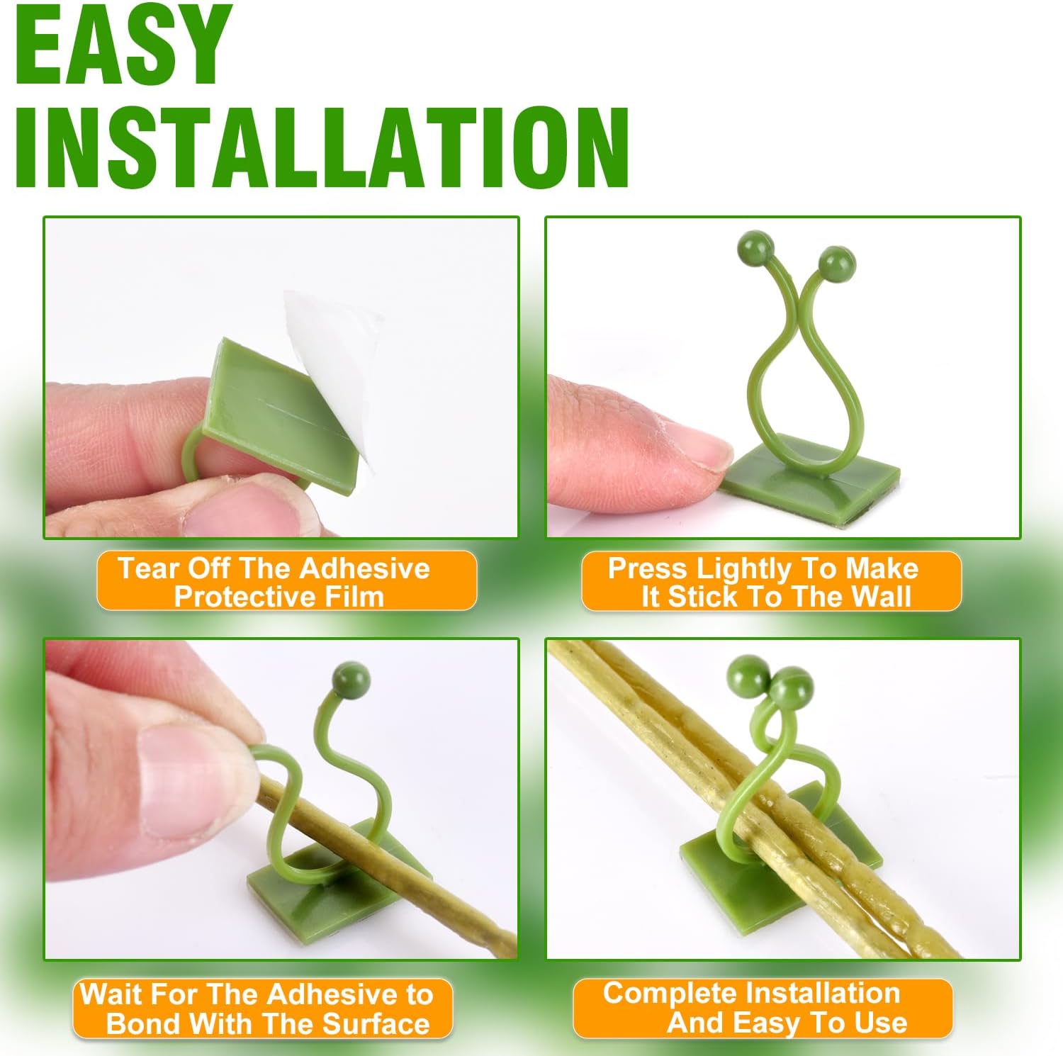 Green Plant Stem Supports for Indoor Use - Tall Plant Stakes for Monstera - Plant Anchoring Clips - 120 Pieces - Image 5