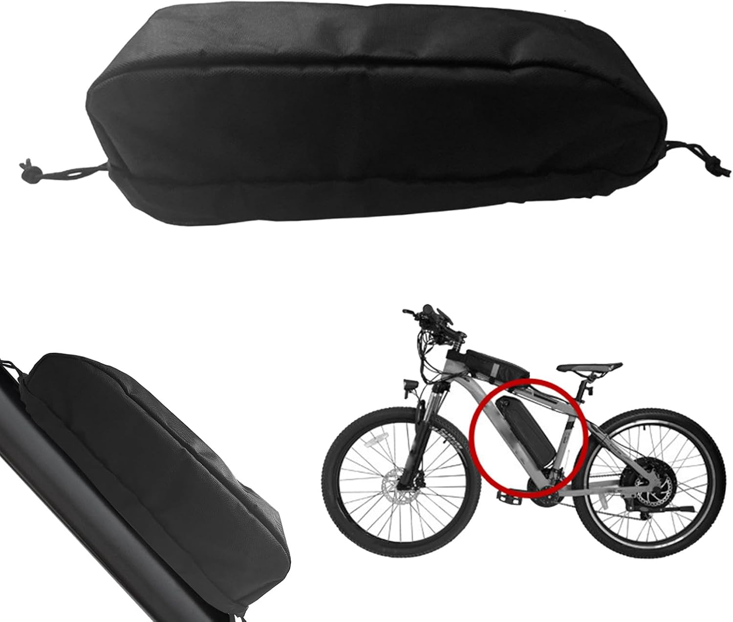 Waterproof Dustproof Bike Battery Cover Bag 37.6×10.5×11.2 cm Black Battery Protective Case - Image 1