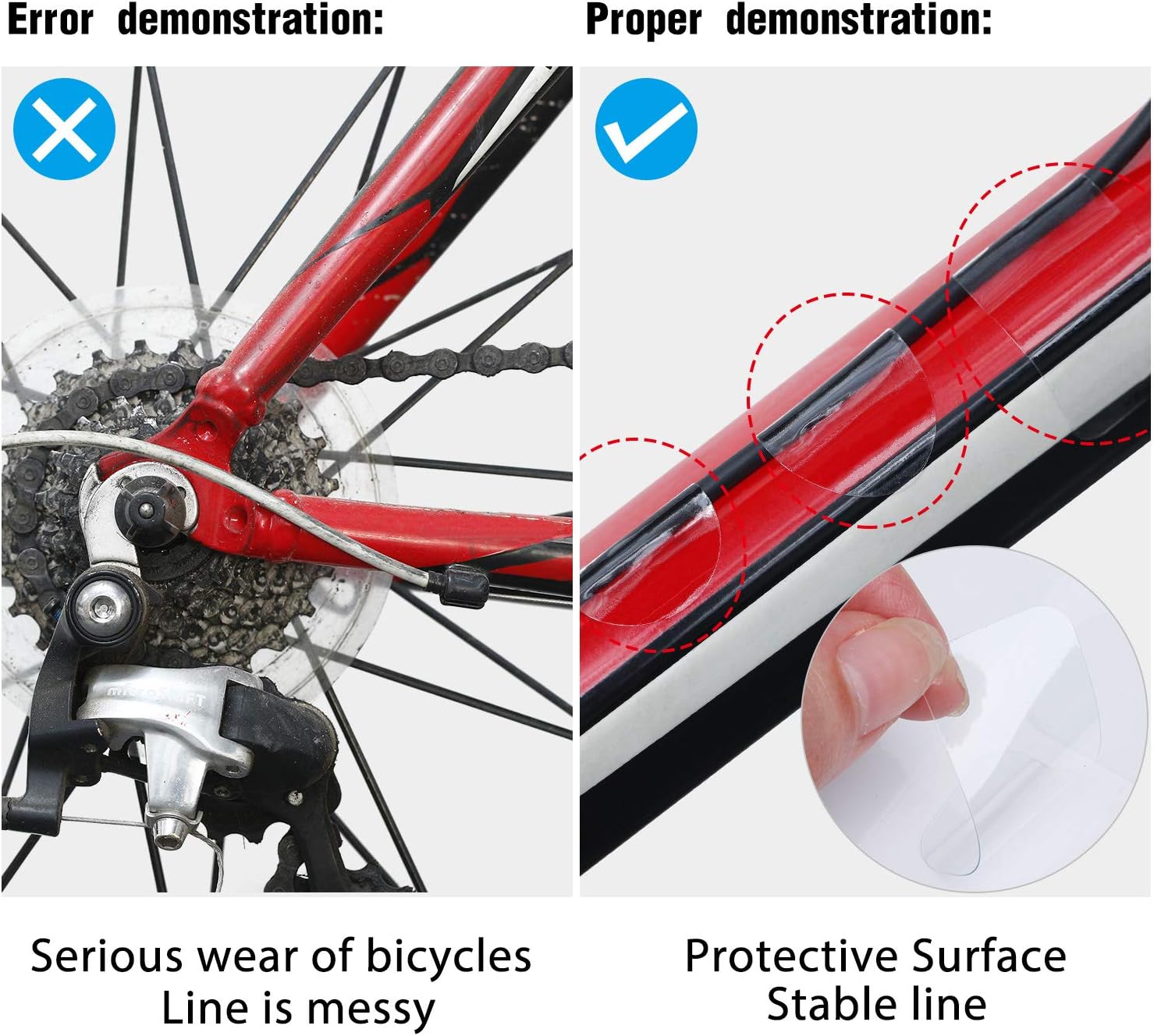 Bike Frame Protection Kit 3 Pieces Clear Anti-Scratch Invisible Protection Film White - Image 4
