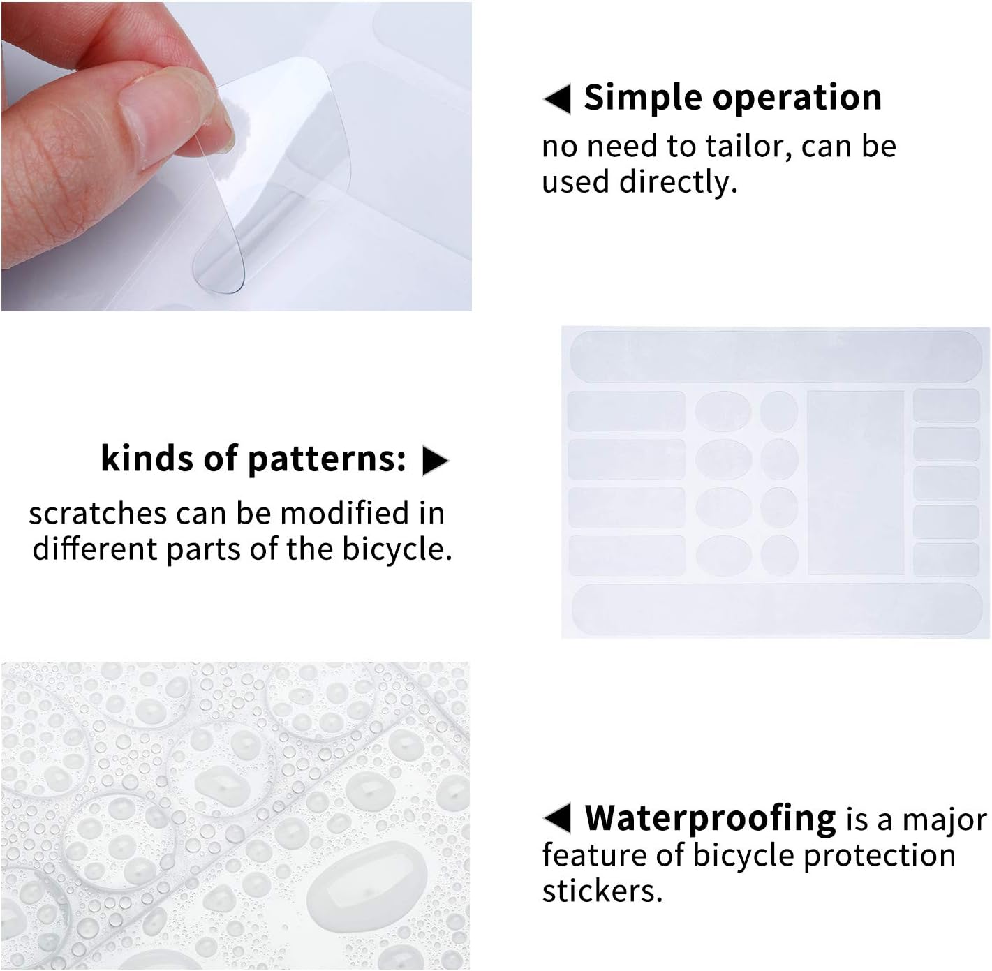 Bike Frame Protection Kit 3 Pieces Clear Anti-Scratch Invisible Protection Film White - Image 5