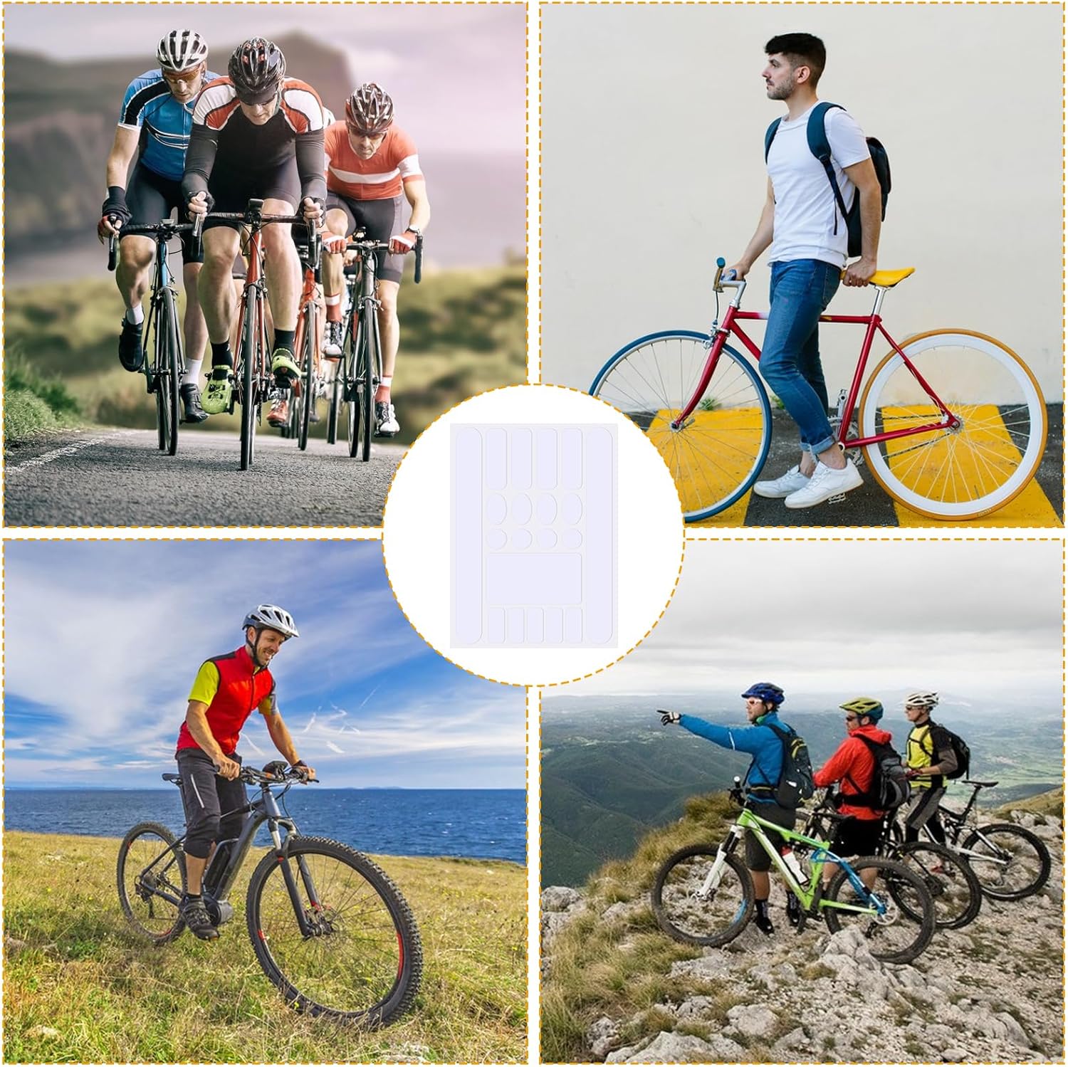 Bike Frame Protection Kit 3 Pieces Clear Anti-Scratch Invisible Protection Film White - Image 6