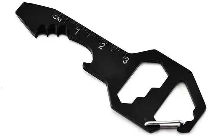 Multifunctional Can Opener Multitool - 1 Piece - Black - Includes Can Opener Hex Key Screwdriver & Ruler - Stainless Steel Pocket Tool for Daily Use - Image 1