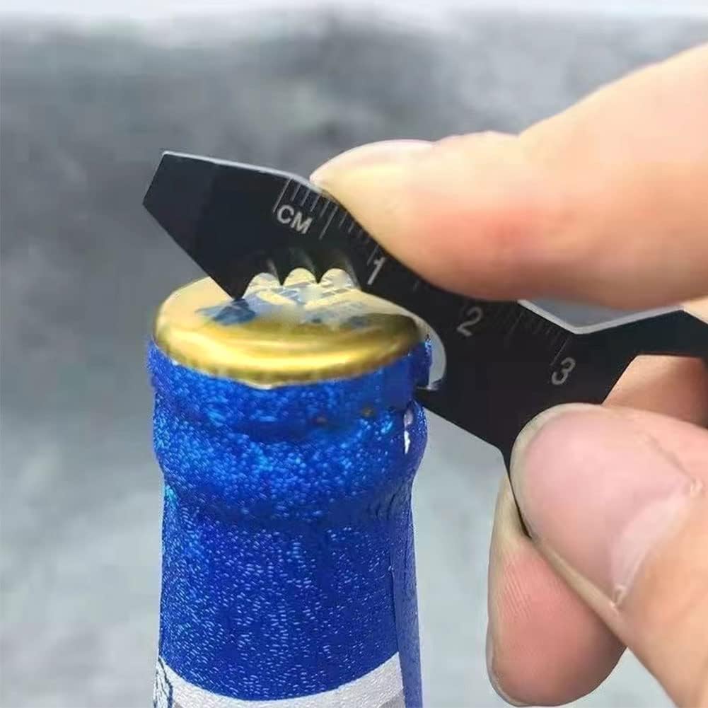 Multifunctional Can Opener Multitool - 1 Piece - Black - Includes Can Opener Hex Key Screwdriver & Ruler - Stainless Steel Pocket Tool for Daily Use - Image 2