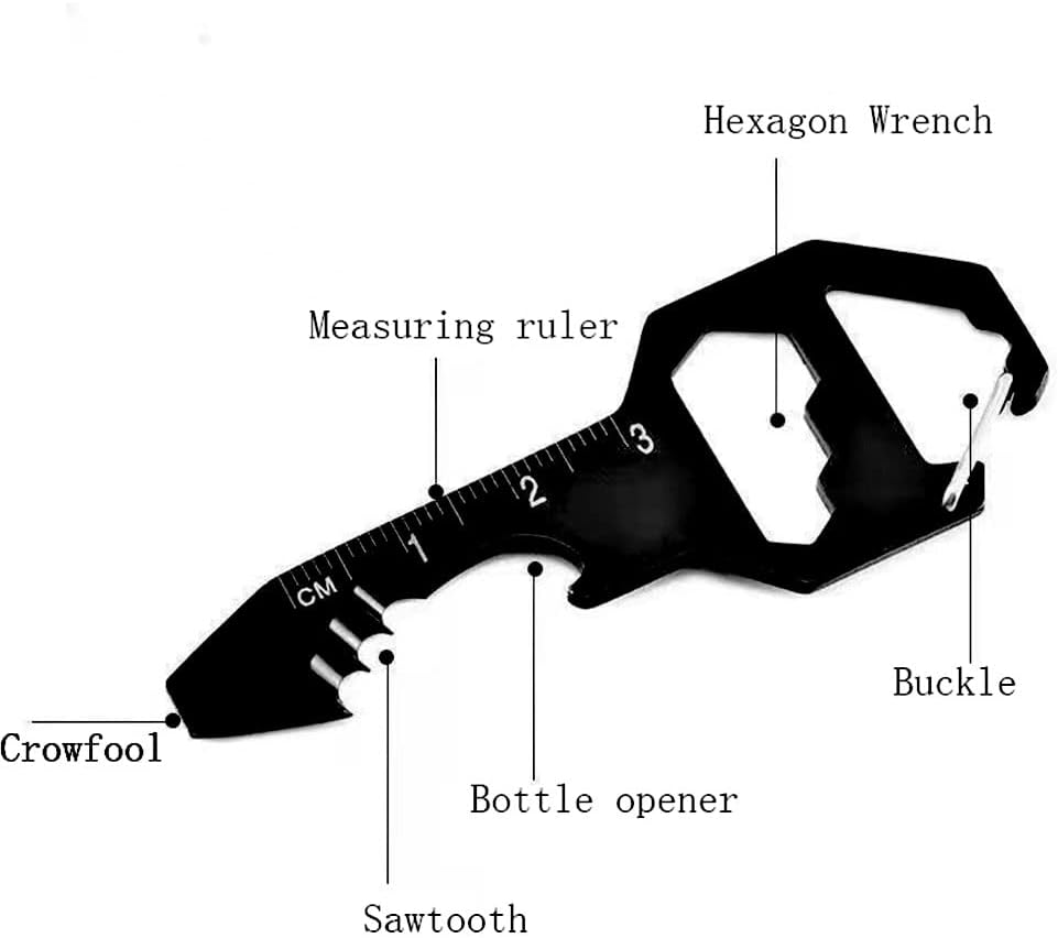 Multifunctional Can Opener Multitool - 1 Piece - Black - Includes Can Opener Hex Key Screwdriver & Ruler - Stainless Steel Pocket Tool for Daily Use - Image 3