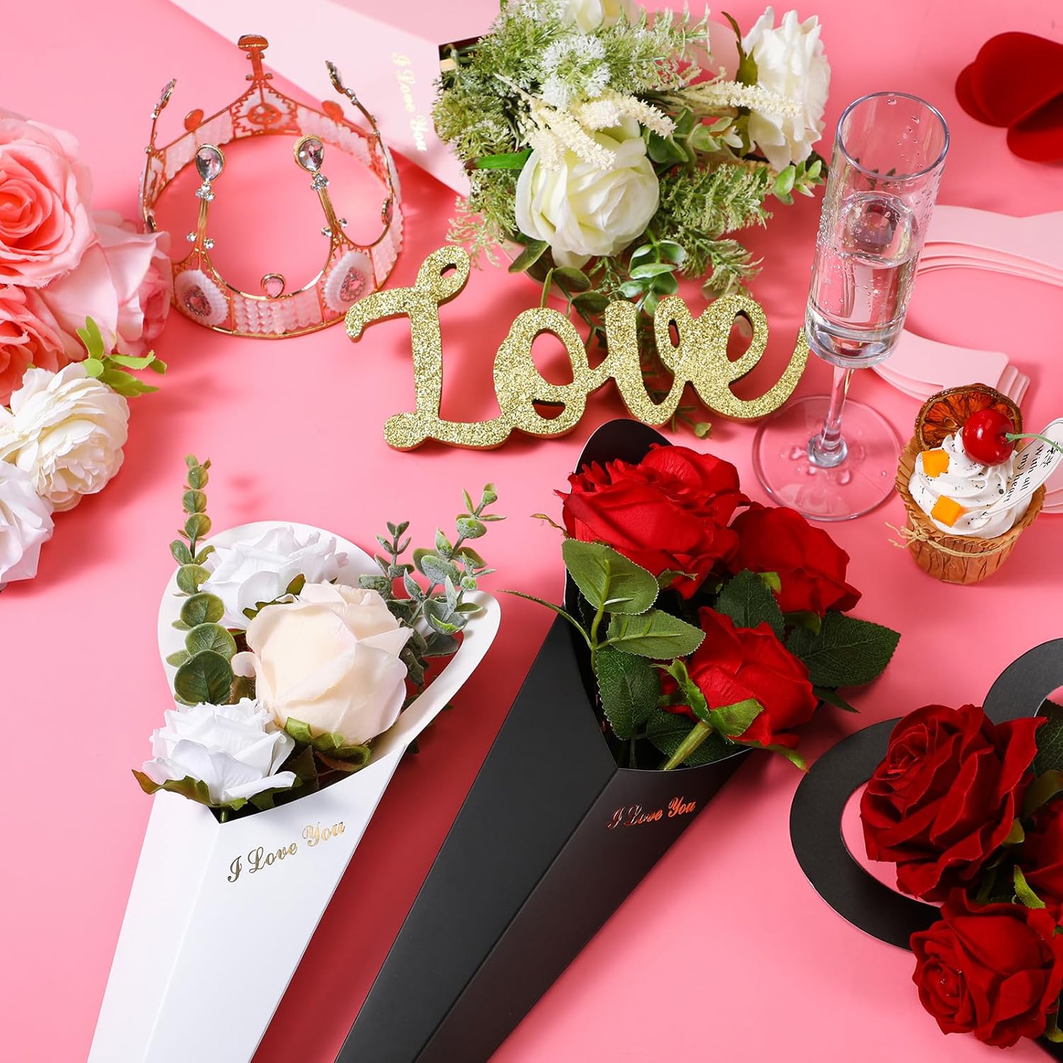 Flower Wrapping Paper 46.5x18cm White Pink Black 30 Sheets Gift Bouquet Packaging - Image 4