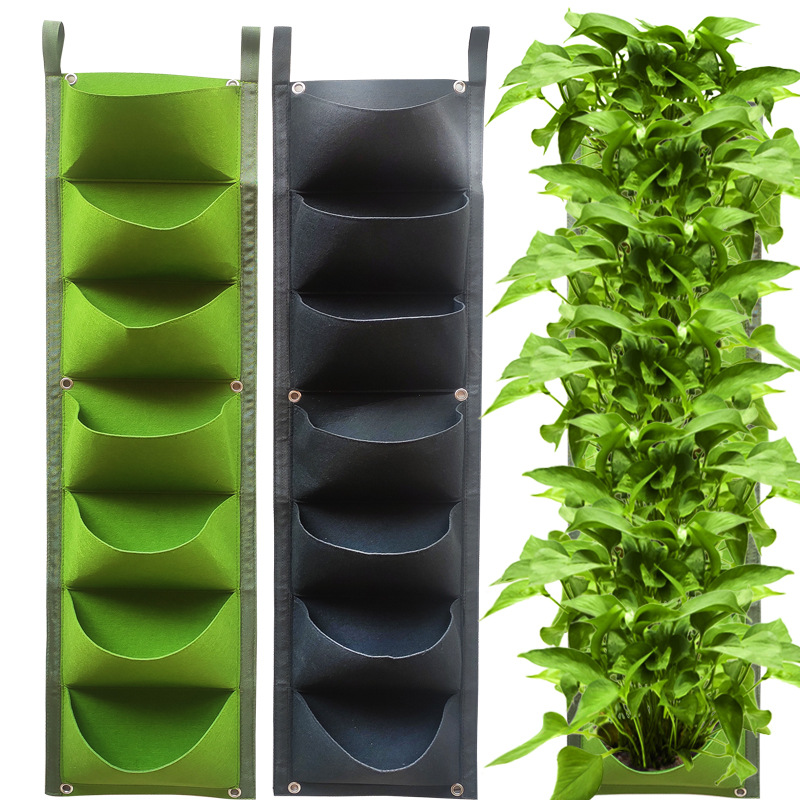 28x100cm Black and Green Vertical Garden Planter Bags Set of 2 - Plant Grow Bags for Vegetable Garden Plant Tower - Image 1