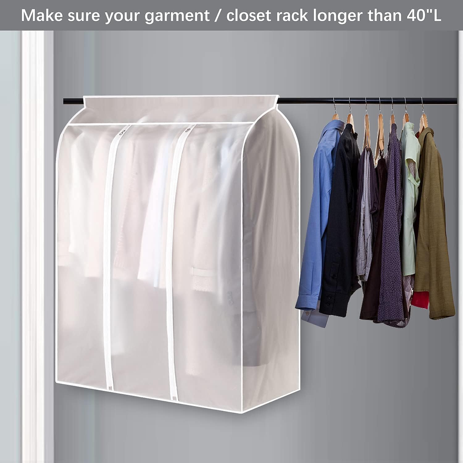 Waterproof Dustproof Clothes Storage Box Transparent White Large Capacity 39.3 x 19.7 x 47.2 Inch Clothing Organizer Container - Image 3