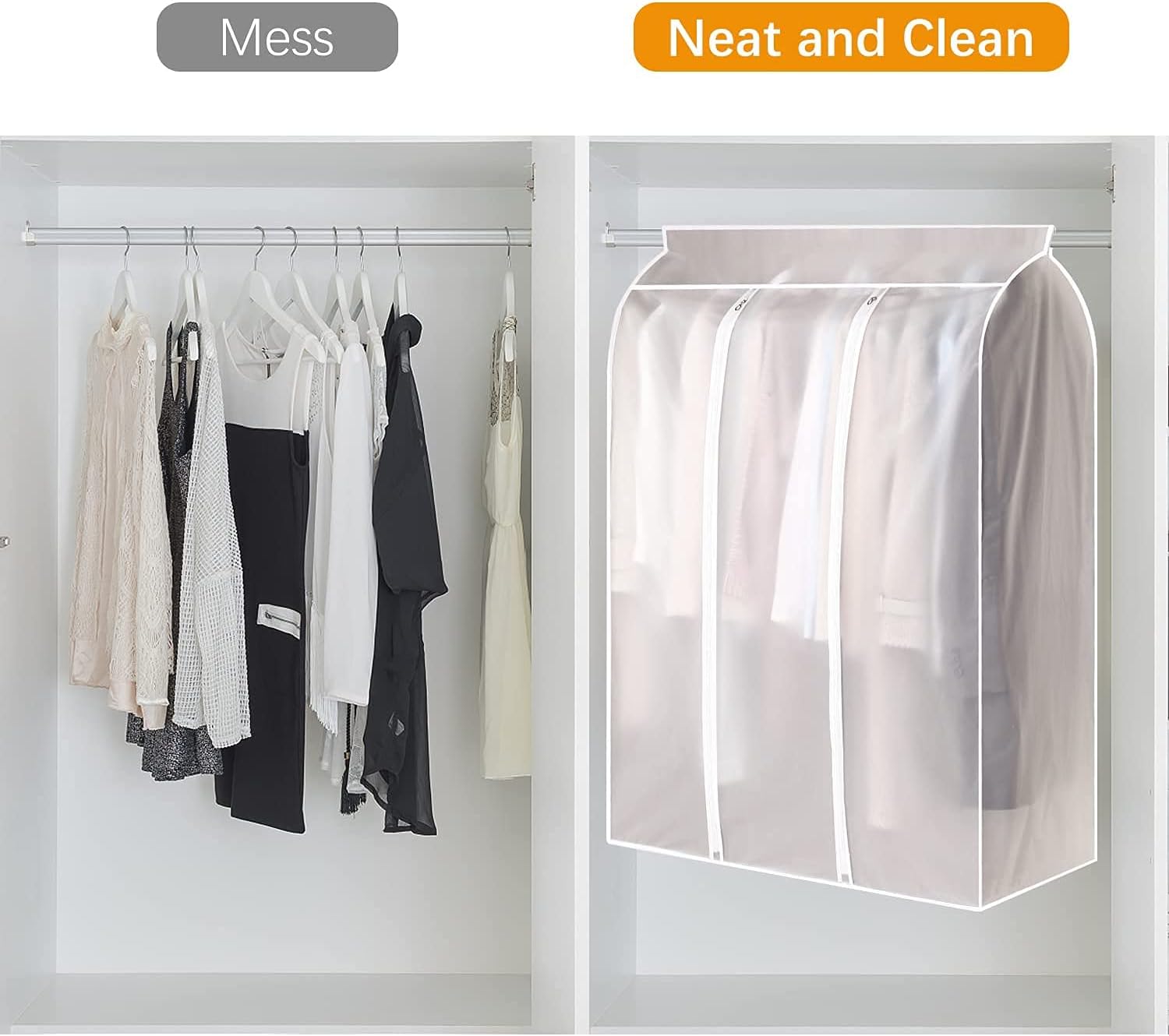 Waterproof Dustproof Clothes Storage Box Transparent White Large Capacity 39.3 x 19.7 x 47.2 Inch Clothing Organizer Container - Image 4