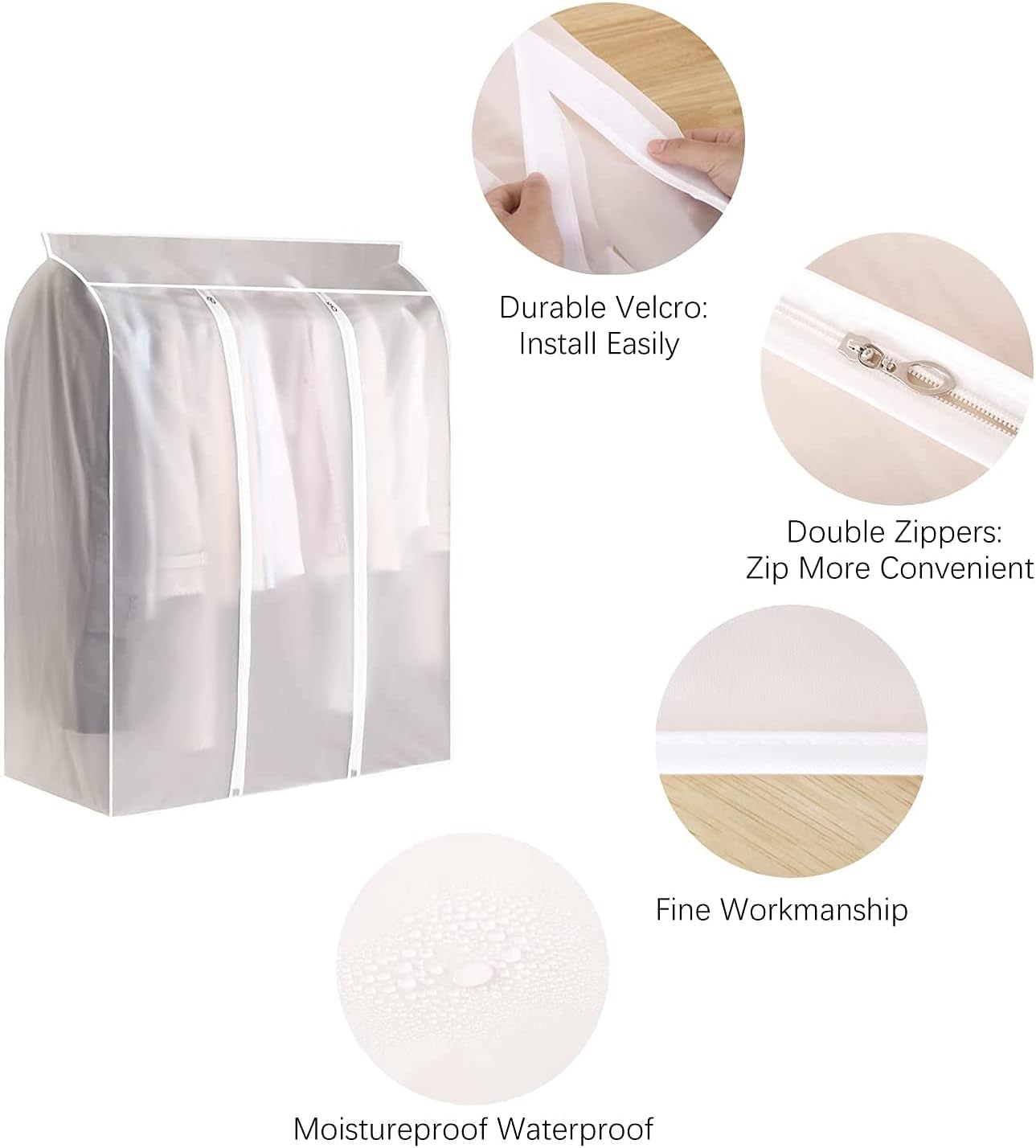 Waterproof Dustproof Clothes Storage Box Transparent White Large Capacity 39.3 x 19.7 x 47.2 Inch Clothing Organizer Container - Image 5