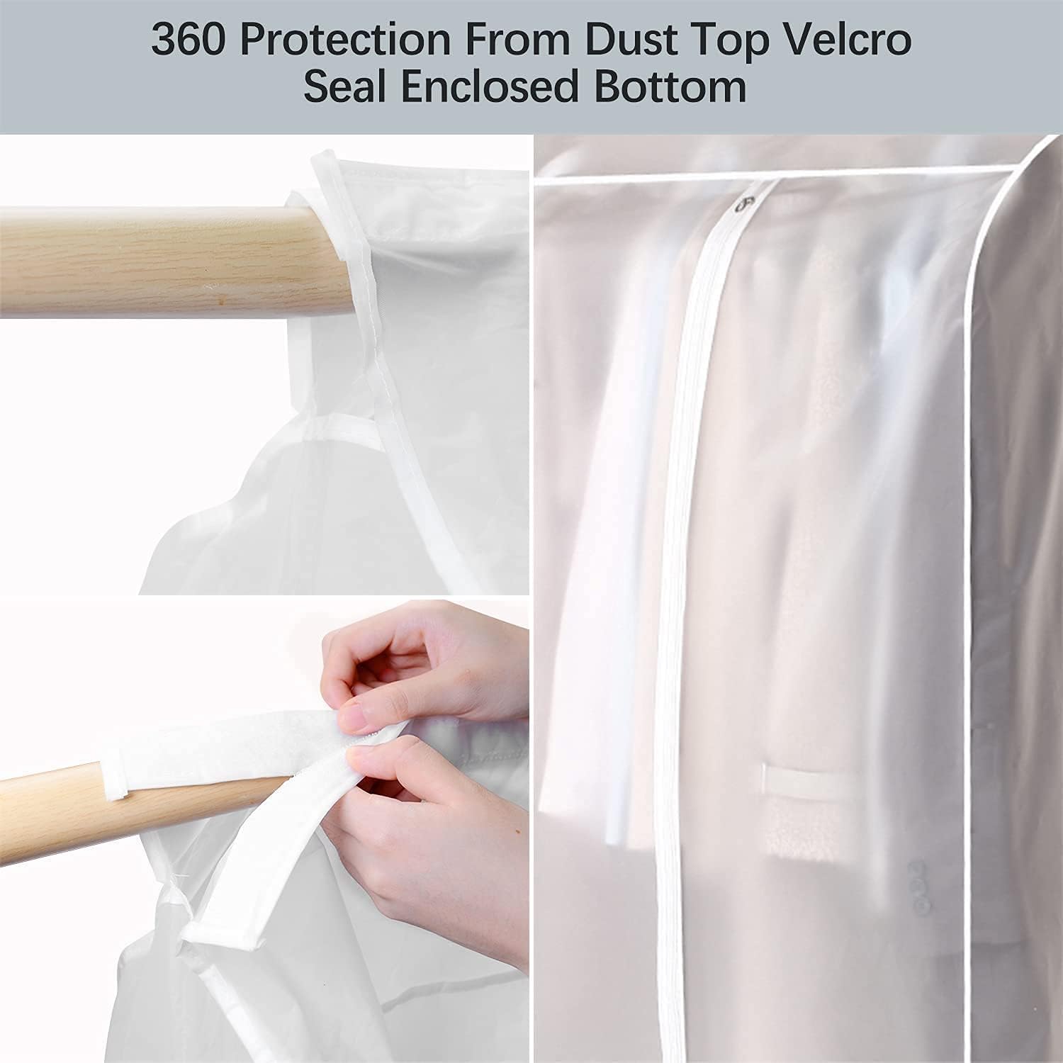 Waterproof Dustproof Clothes Storage Box Transparent White Large Capacity 39.3 x 19.7 x 47.2 Inch Clothing Organizer Container - Image 6