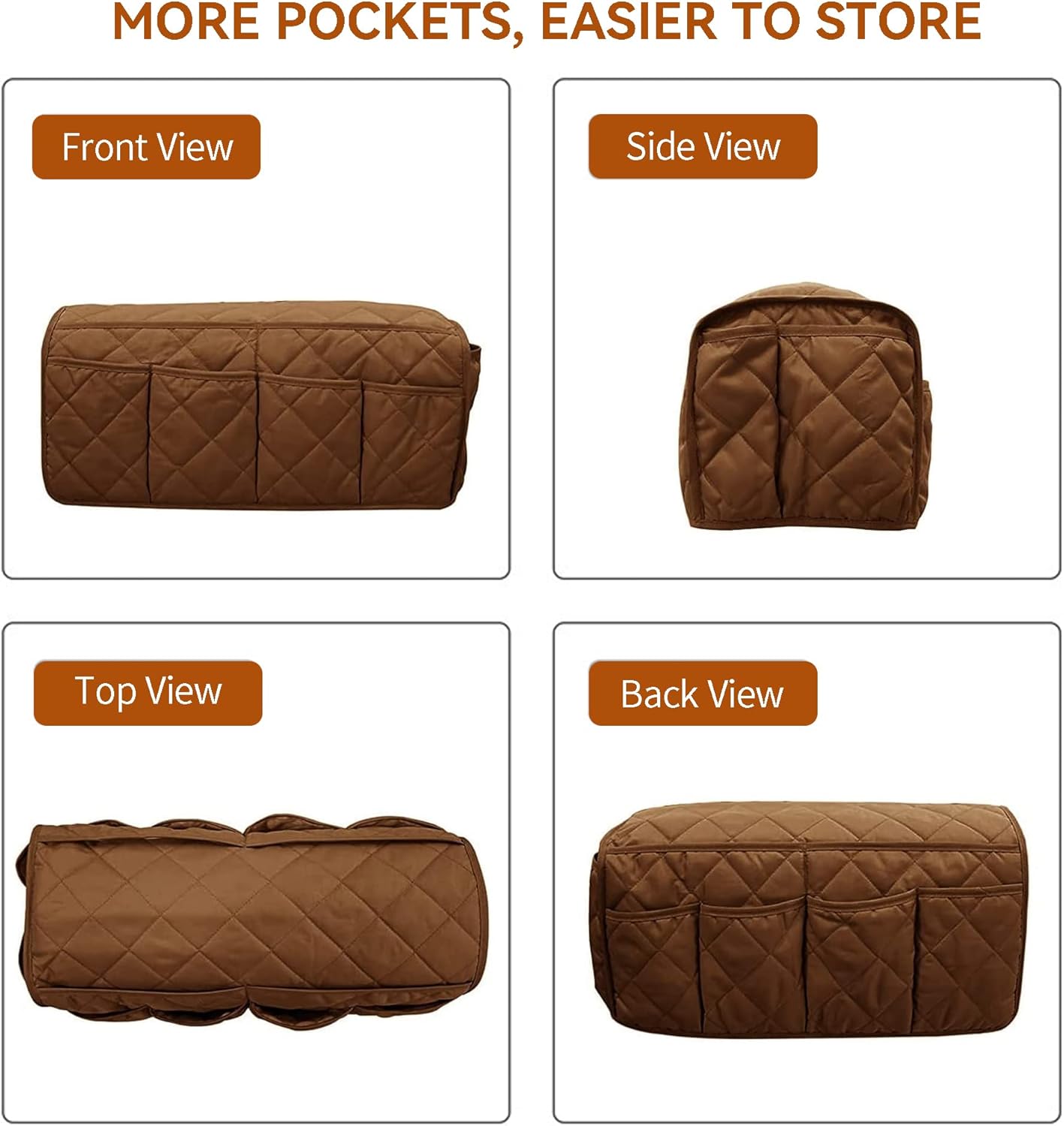 Armrest Organizer Car Storage Caddy with Phone Book Magazine Pen Holder 18.7×8.7×6inch Brown - Image 3